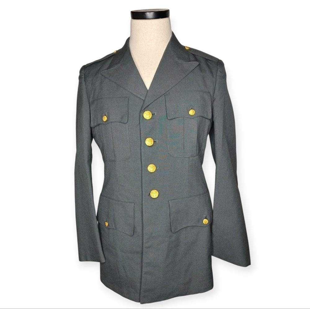 Vintage U.S. Army Dress Uniform Jacket 36R Olive Wool Poly 1970s
